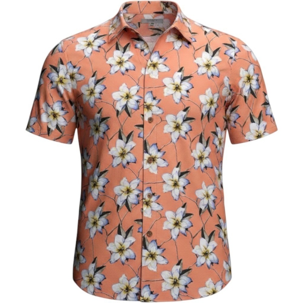 Ted Baker London Men's Orange Tropical Floral Button Up Size 4 Large